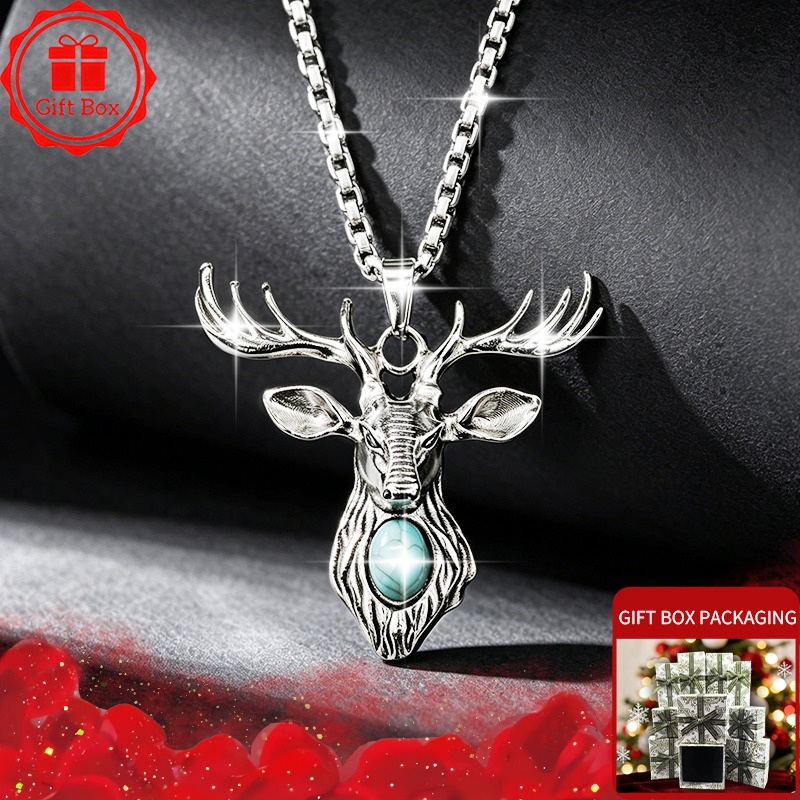 Elk Bugle Call - Collier Pendentif Tête de Cerf Vintage
