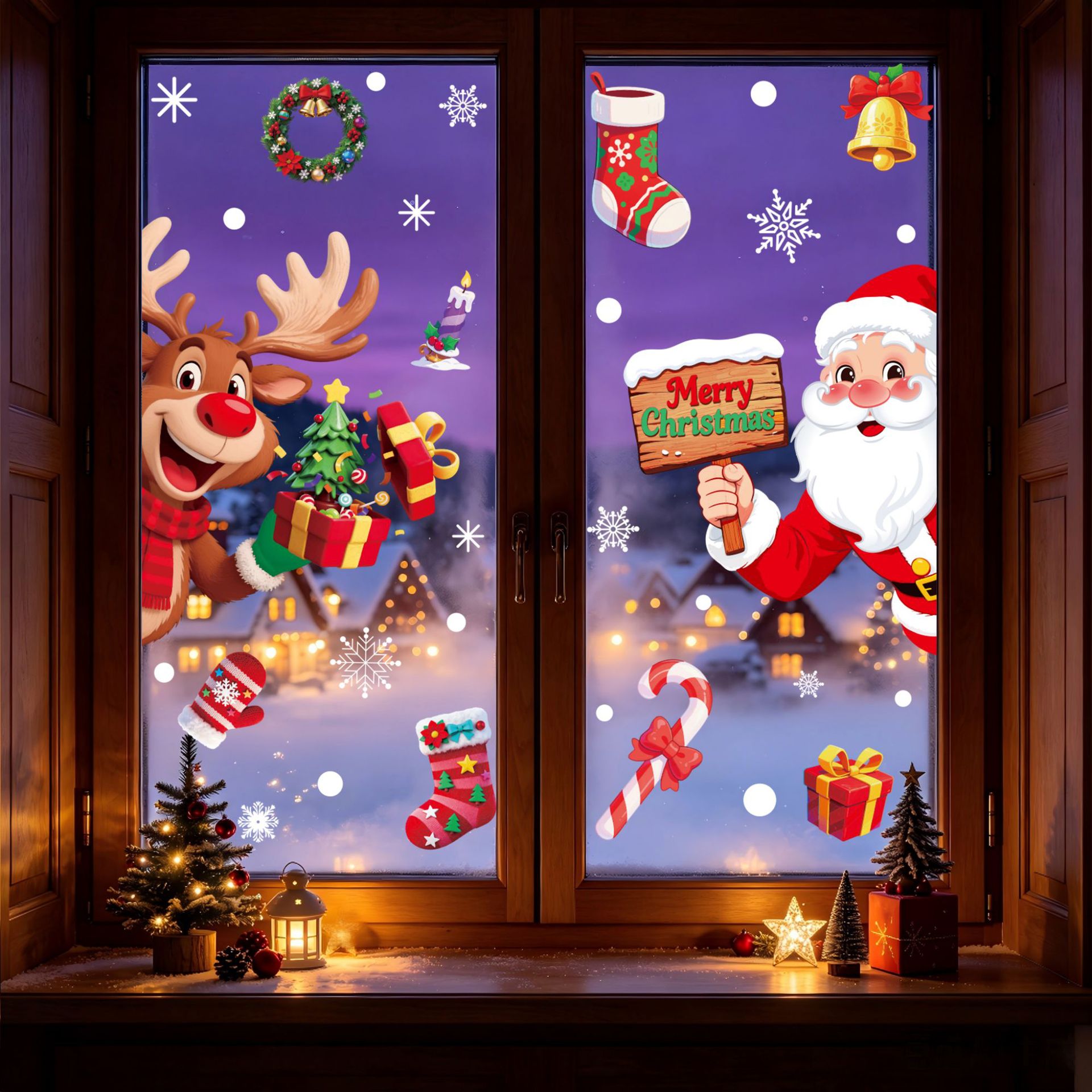 Autocollants de Noël pour vitr - Elk Bugle Call avis et prix
