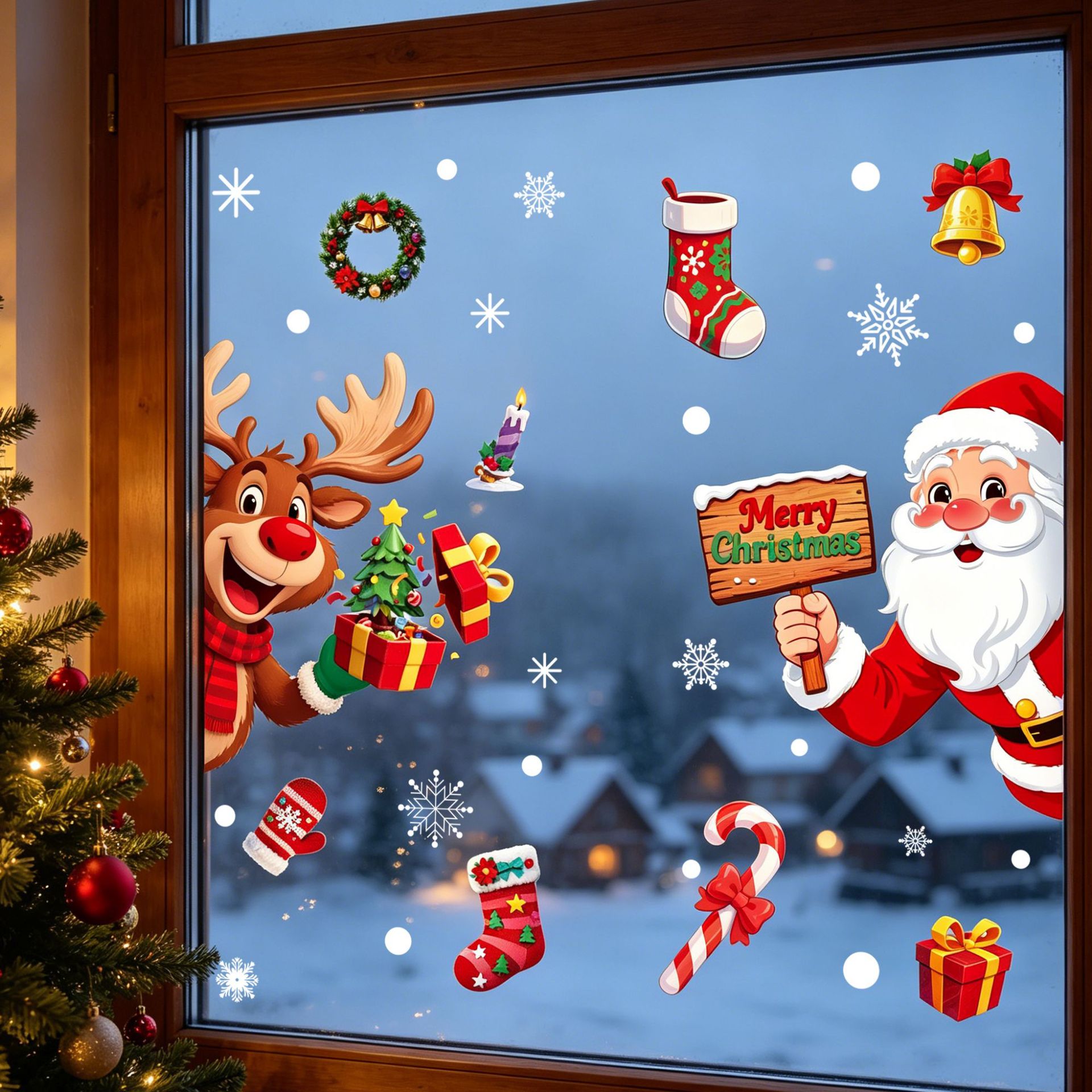 Autocollants de Noël pour vitr - Elk Bugle Call avis et prix